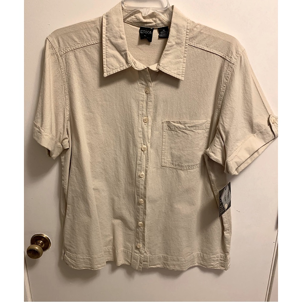 Erika NWT Khaki Short Sleeve Shirt